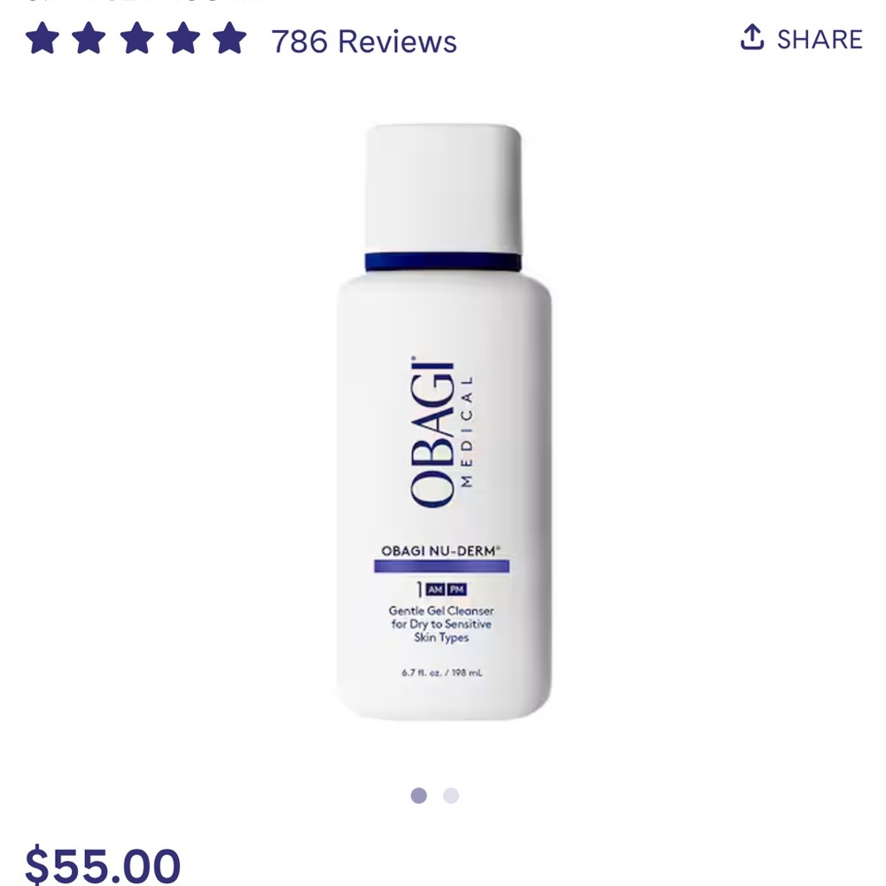 Obagi White Cleanser Bottle with Blue Accents